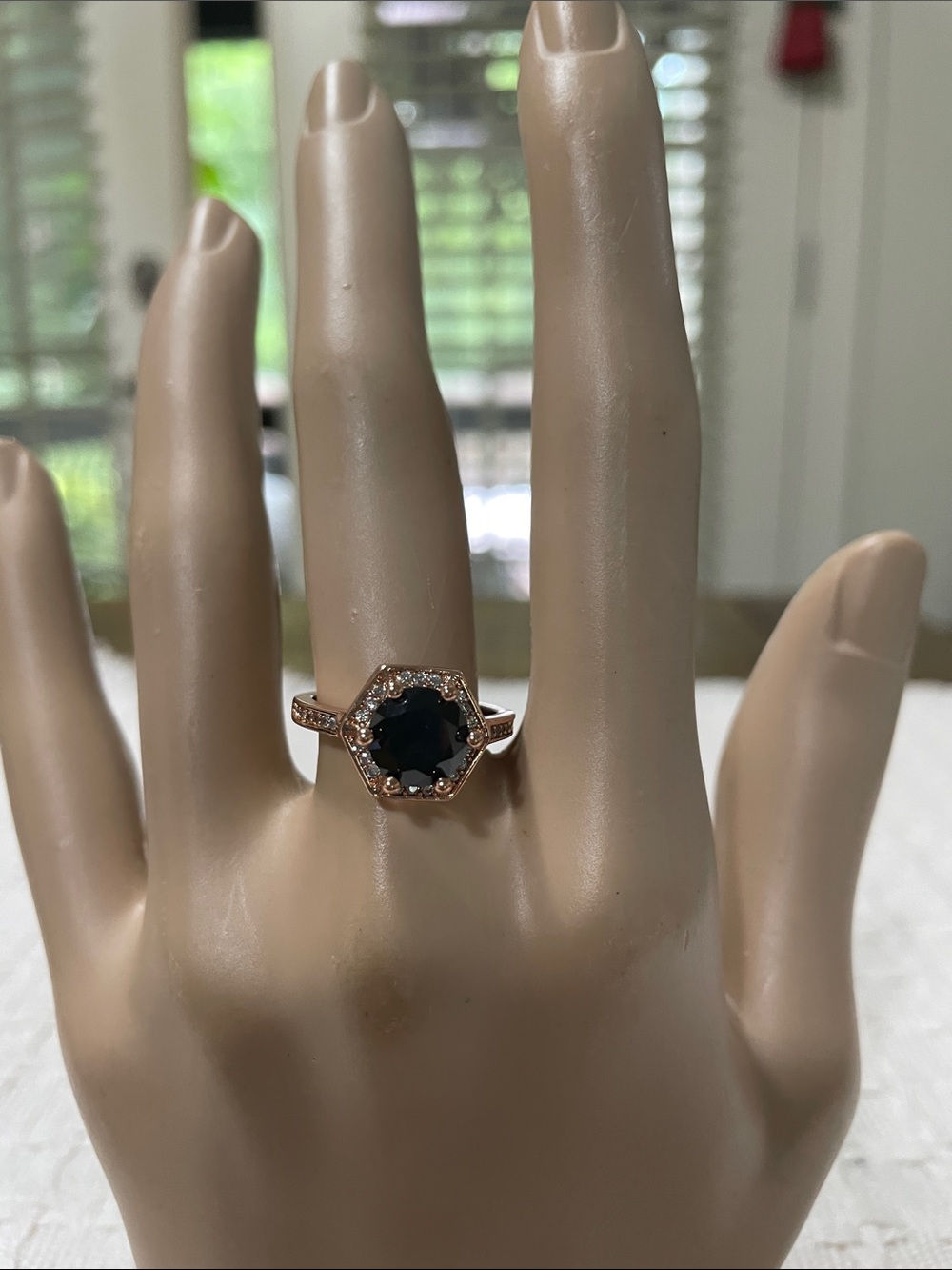 Rose Gold Ring with Black Center Stone